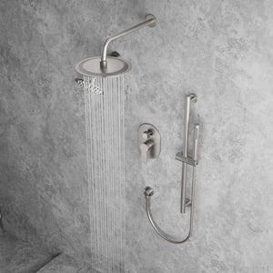 3-Spray Patterns Round Fixed Shower Head 10 and 6 in. with 2.5 GPM Wall Mount Dual Shower Heads in Brushed Nickel