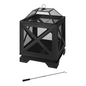 Westbury 26 in. W x 37.8 in. H Outdoor Square Wood Burning Black Fire Pit