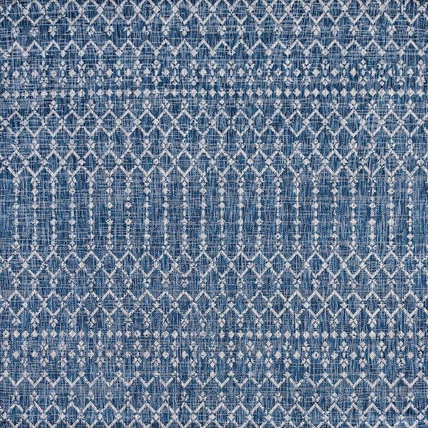 JONATHAN Y Ourika Moroccan Geometric Textured Weave Navy/Light Gray 4 ft. x 4 ft. Indoor/Outdoor Area Rug