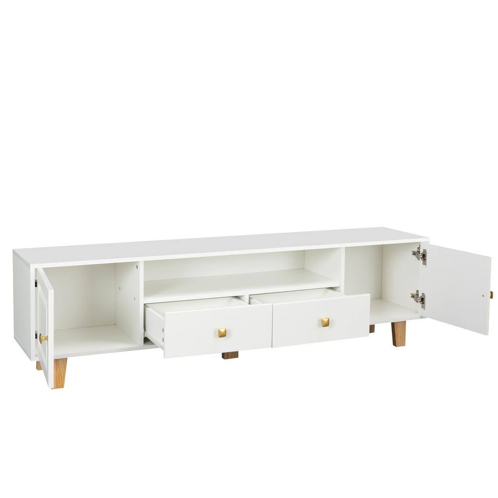 62.99 in. W x 13.78 in. D x 17.72 in. H Bathroom White Linen Cabinet