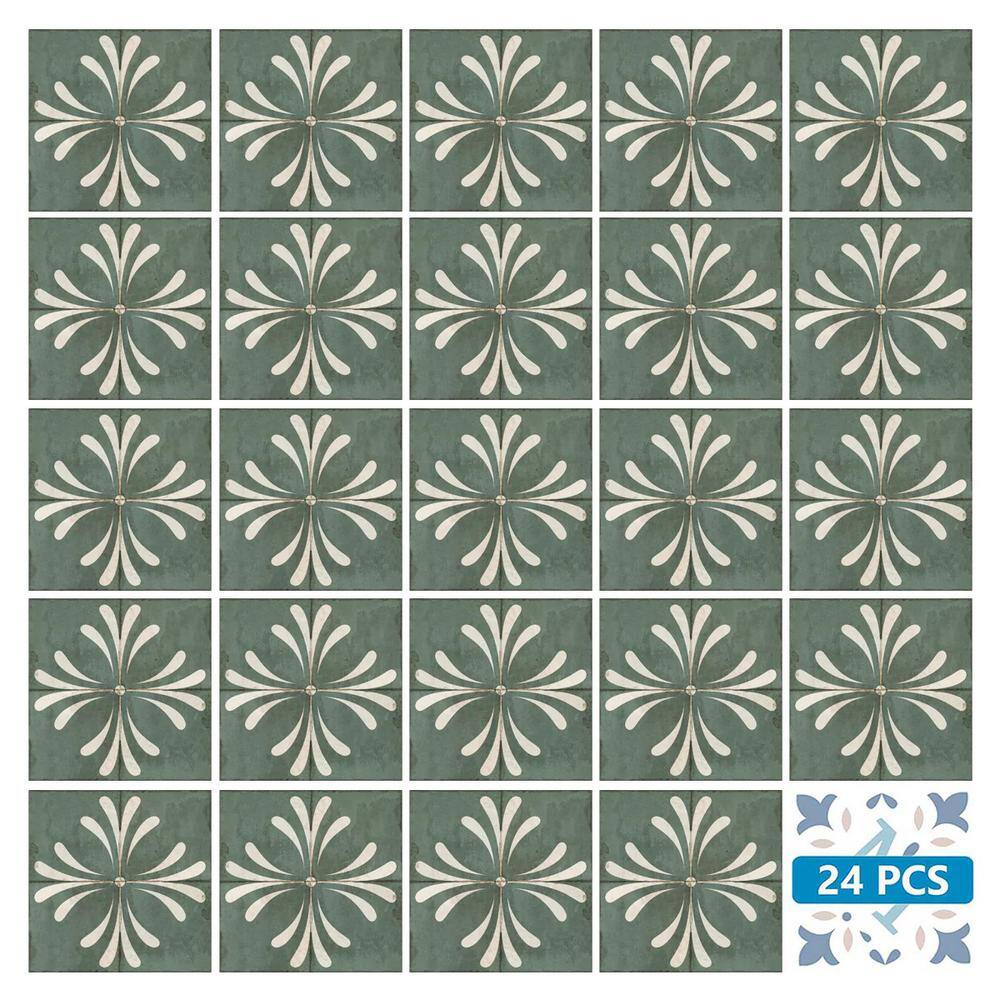 Dark Gray and White Vinyl Peel and Stick Tile Stickers, 8x8-inch