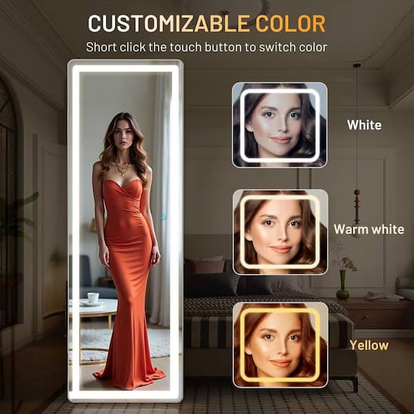 16 in. W x 60 in. H Rectangular Frameless Tilt Wall Bathroom Vanity Mirror in White