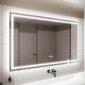 60 in. W x 36 in. H Rectangular Frameless Anti-Fog Backlit Front Lighted Wall LED Bathroom Vanity Mirror, Tempered Glass