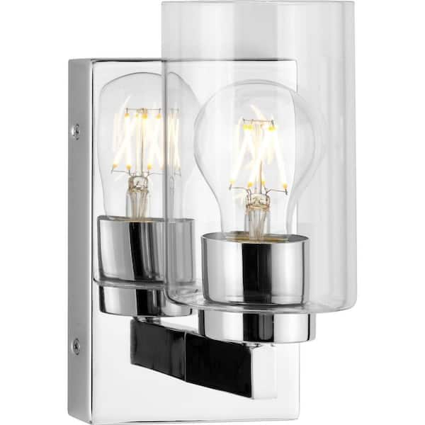 Goodwin Collection 4.5 in. 1-Light Polished Chrome Modern Vanity Light with Clear Glass for Bathroom