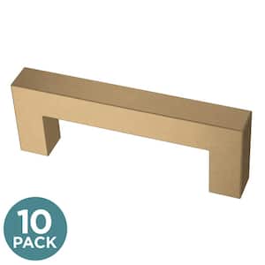 Modern Square 3 in. (76 mm) Champagne Bronze Cabinet Drawer Pull Bar with Open Back Design (10-Pack)