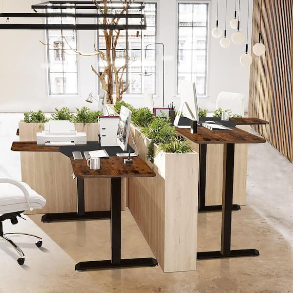 Adjustable L-Shaped Stand-Up Desk