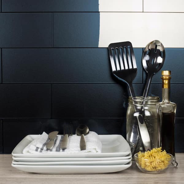 Transitional Design Blue Gray Large Format Subway 4 in. x 16 in. Glossy Glass Decorative Tile (4 sq. ft./Case)