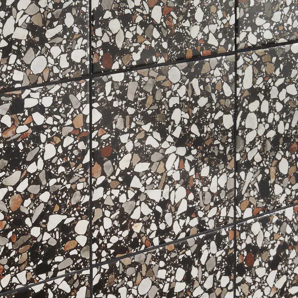 Grain Black Matte Porcelain Patterned Floor and Wall Tile