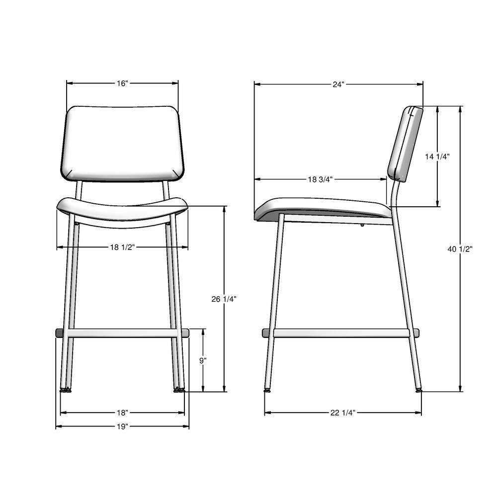 Sullivan Chic 26'' Black Metal Counter Stool with Polyester Seat