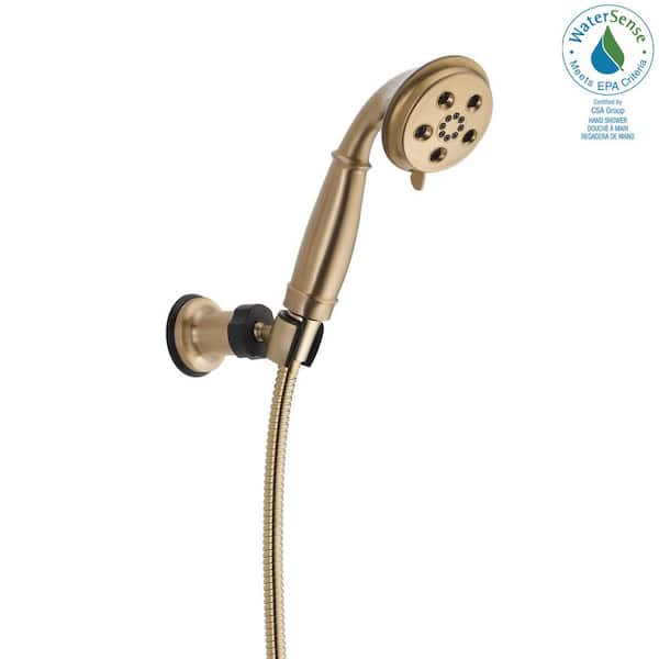 Delta 3-Spray Patterns 1.75 GPM 3.34 in. Wall Mount Handheld Shower Head with H2Okinetic in Champagne Bronze