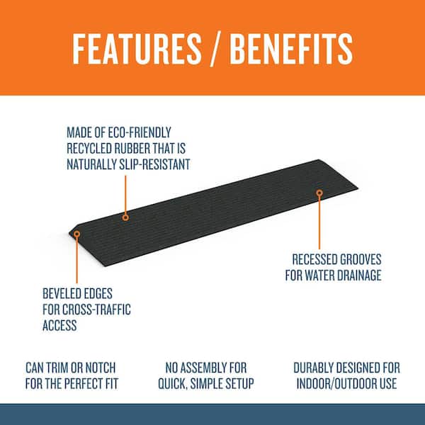 EZ-ACCESS TRANSITIONS Angled Entry Mat, Black, 1 in. TAEMBLK01 1.0