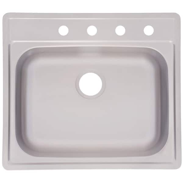 FrankeUSA Fhp Drop-In Satin Stainless Steel 25 in. 4-Hole Single Bowl Kitchen Sink