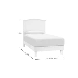 White Frame Colemont Wood Twin Bed with Curved Headboard Platform Bed (40.43 in. W x 48 in. H)