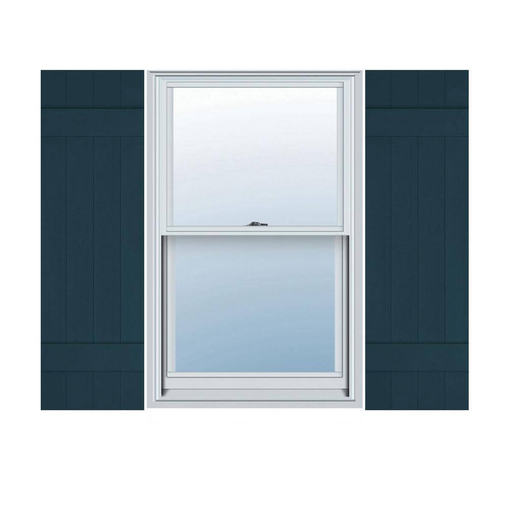 14 in. W x 51 in. H Vinyl Exterior Joined Board and Batten Shutters Pair in Midnight Blue