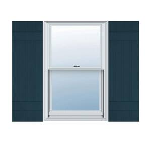 14 in. W x 51 in. H Vinyl Exterior Joined Board and Batten Shutters Pair in Midnight Blue