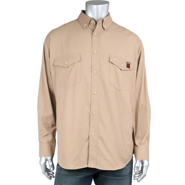 PIP Men's Small Tan AR/FR Dual Certified Ripstop Long Sleeve