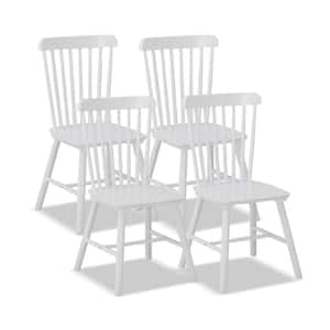 White Windsor 100% Solid Wood Dining Chairs Set of 4