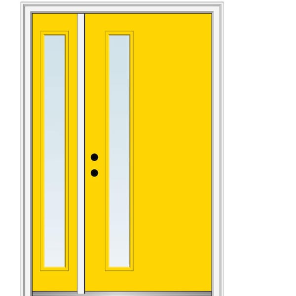 MMI Door 51 in. x 81.75 in. Clear Low-E Glass Right-Hand 1-Lite Modern Painted Fiberglass Smooth Prehung Front Door with Sidelite