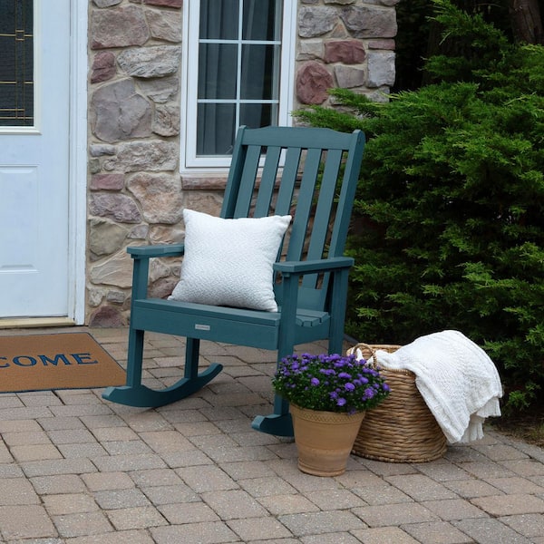 Highwood Lehigh Nantucket Blue Recycled Plastic Outdoor Rocking Chair