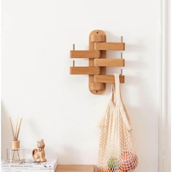 Natural Wood Wall Mount Coat Rack