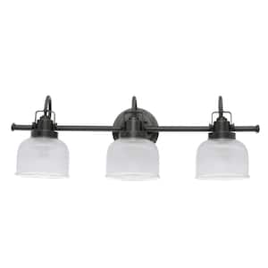 Archie Collection 26-1/4 in. 3-Light Venetian Bronze Clear Double Prismatic Glass Coastal Bathroom Vanity Light