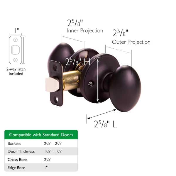 Egg Black Passage Hall/Closet Door Knob