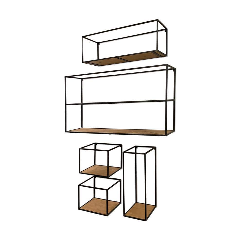 Riaz Set of 5 Wood Metal Shelves