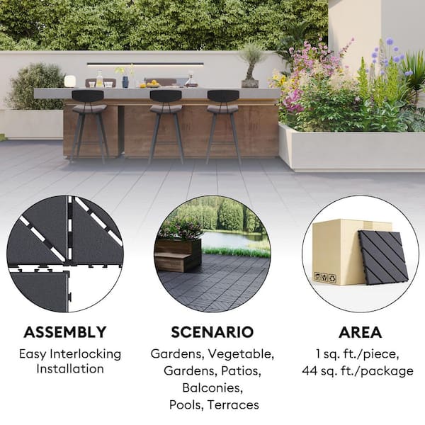GOGEXX 12 in. W x 12 in. L Outdoor Backyard Striped Pattern Square