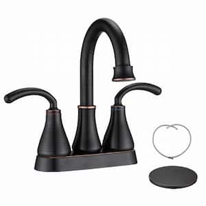 Modern 4 in. Centerset Single-Hole Double-Handles Bathroom Sink Faucet with Pop-Up Drain in Oil-Rubbed Bronze