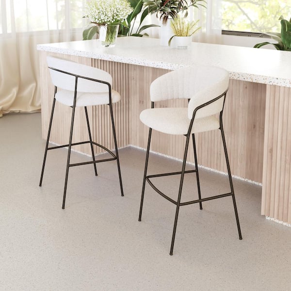 ZUO Josephine 29.9 in. Open Back Plywood Frame Barstool with 100% Polyester Seat - (Set of 2)