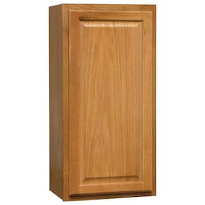 Hampton 18 in. W x 12 in. D x 36 in. H Assembled Wall Kitchen Cabinet in Medium Oak