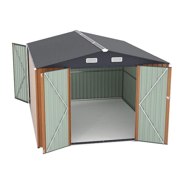 9 ft. W x 11 ft. D Yellow Metal Shed with 3 Lockable Doors (99 sq. ft. )