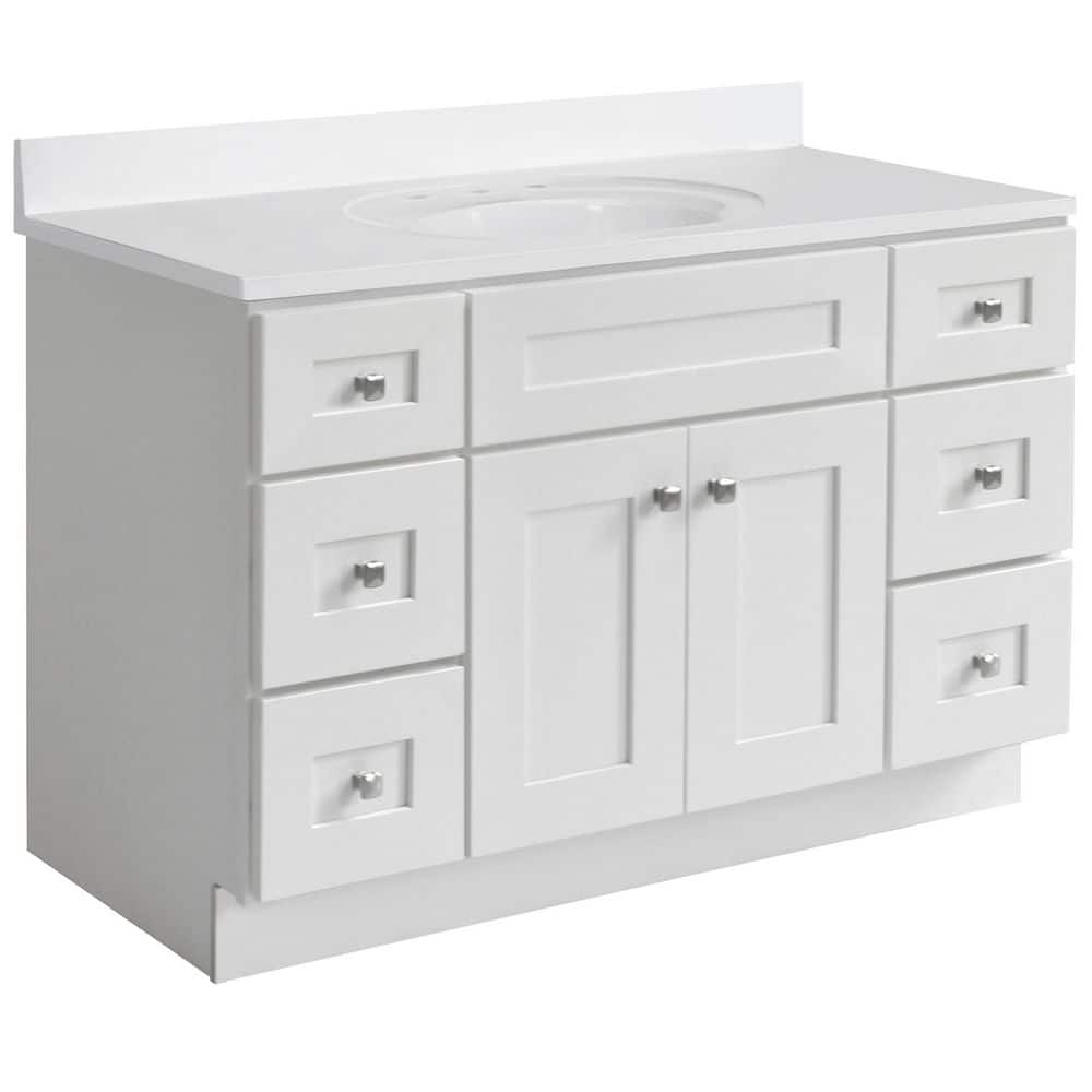 Brookings 49 in. W x 22 in. D Bathroom Vanity Cabinet in White with Solid W