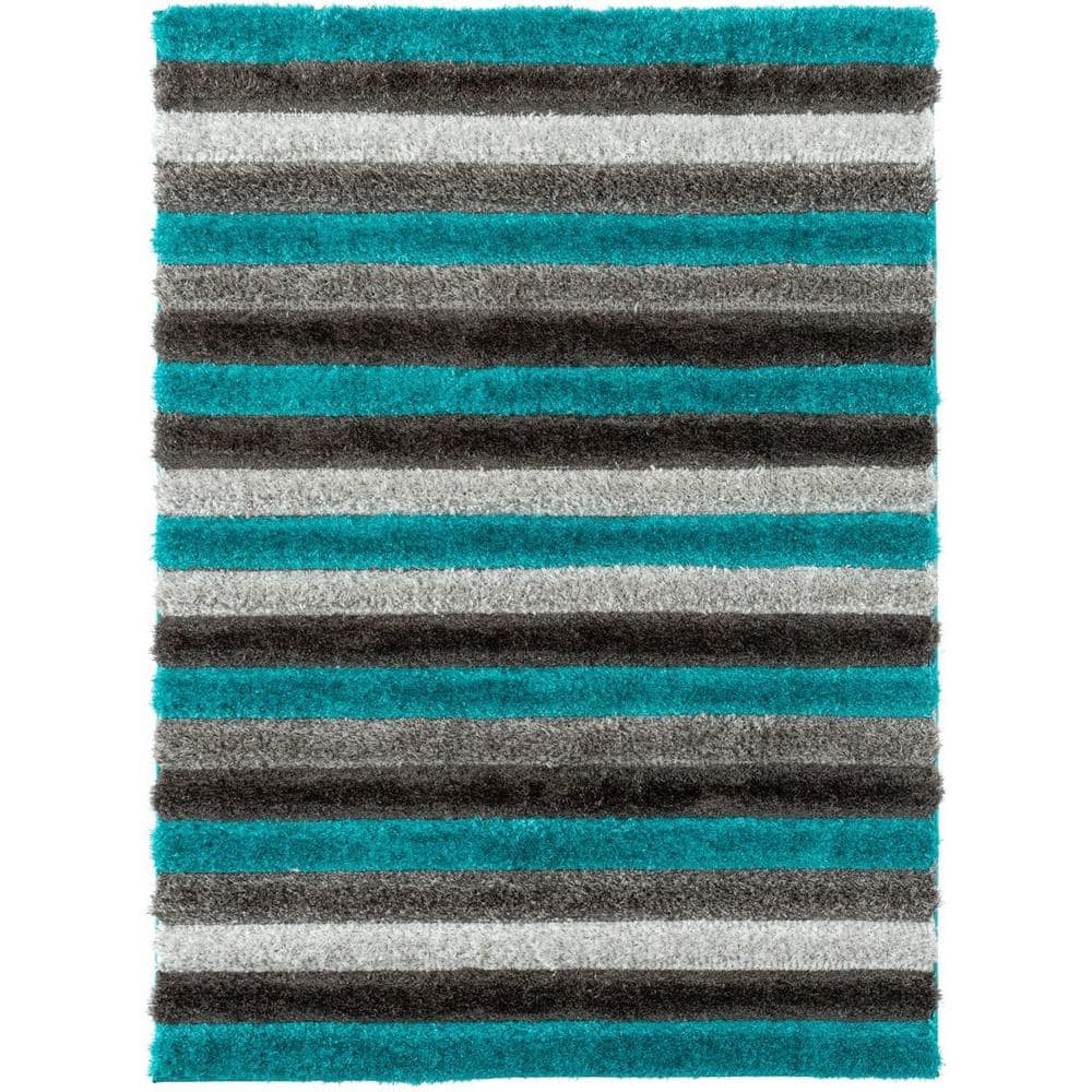 LUXE WEAVERS Lantanas Collection Turquoise 8 ft. x 10 ft. Shag