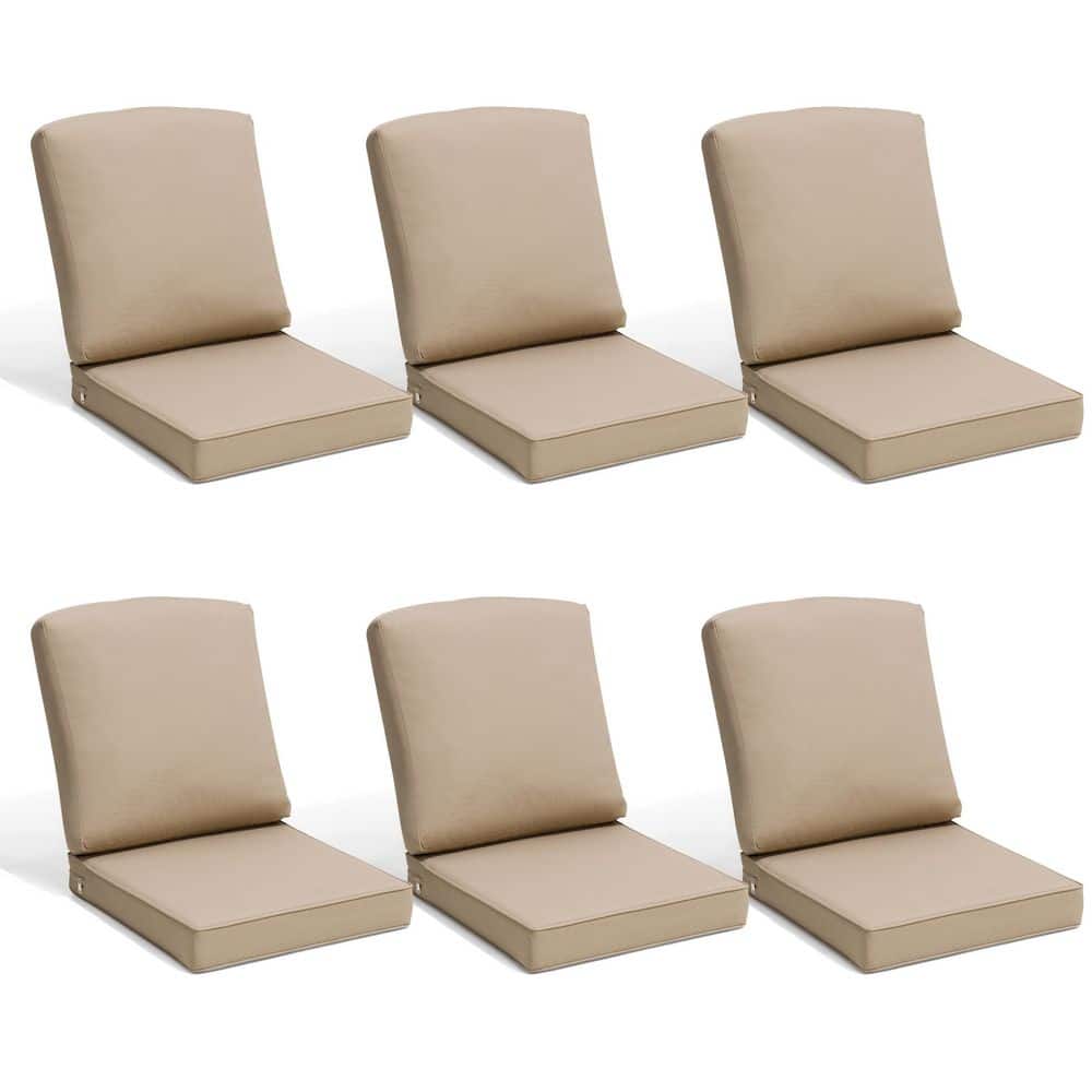6-Pieces Outdoor Couch Cushions with Zipper 22 in. x 21 in. x 3.5 in. Replacement Patio Loveseat Cushion Set in Beige price history on PriceWatchPro