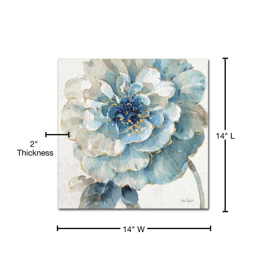 Indigold VII Blue and Gold Floral Canvas Art, 14'' x 14''