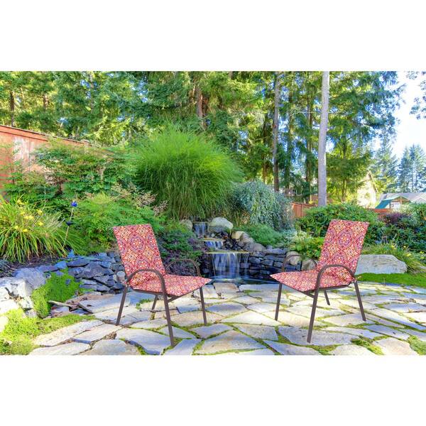 Stylewell Universal 19 5 In X 21 Outdoor Sling Chair Cushion Crawford Medallion Chili 2 Pack 8313 01564400 The Home Depot Outdoor Sling Chair Cushion, Outdoor Patio Sling Chair Cushion