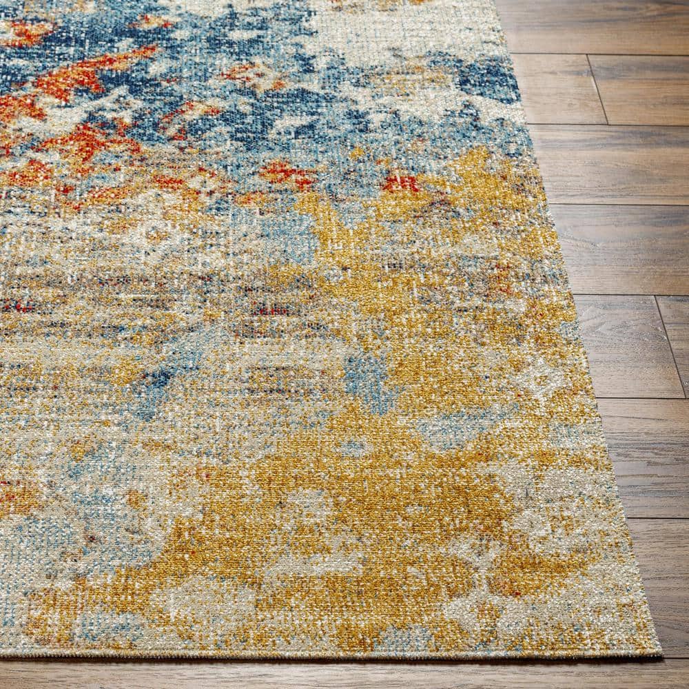 Huntington Beach Multicolor Abstract Polyester Indoor/Outdoor Rug, 5'3" x 7'