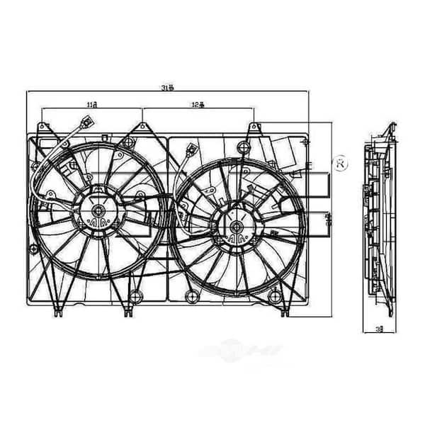 TYC Dual Radiator and Condenser Fan Assembly 2008-2010 Toyota Highlander