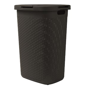 60 l Brown Plastic Slim Laundry Basket Laundry Hamper with Cutout Handles Dirty Clothes Storage