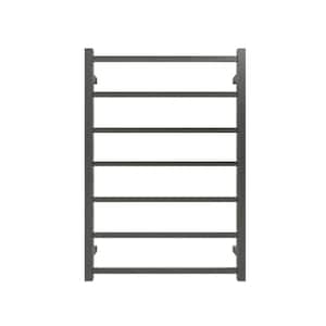 Retro Fit Square 7-Bar Electric Hardwired Wall Mounted Towel Warmer in Brushed Gunmetal Gray Finish