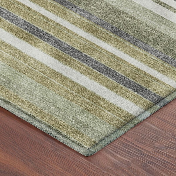 Mayfield Premium Machine Washable Abstract AMF2330 Aloe 3 ft. x 4 ft. Area Rug