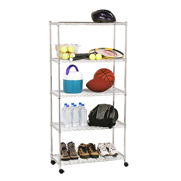 Seville Classics Chrome 5-Tier Steel Wire Shelving Unit (30 in. W x 62 in. H x 14 in. D)