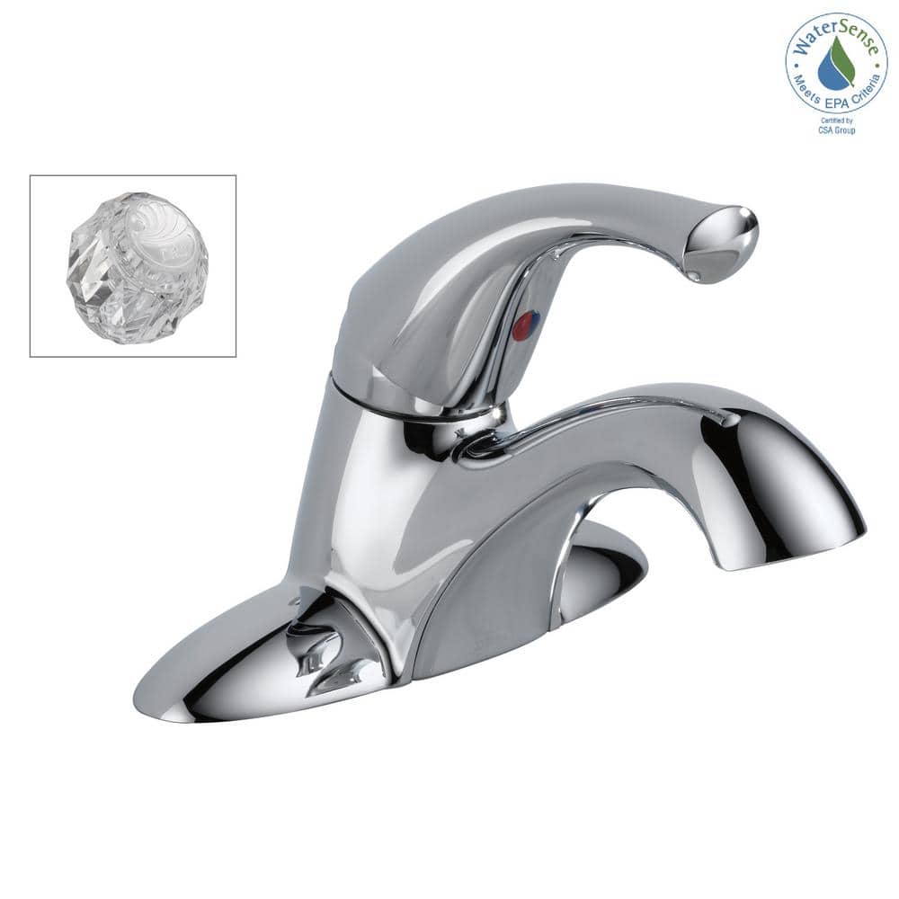 Chrome Single Handle Centerset Bathroom Faucet with Drain Assembly
