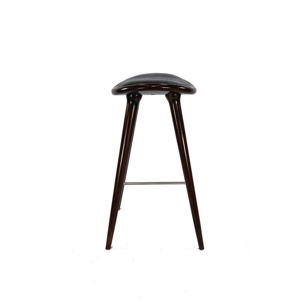 Lucio 28" Oval Backless Black Saddle Wood & Metal Barstool