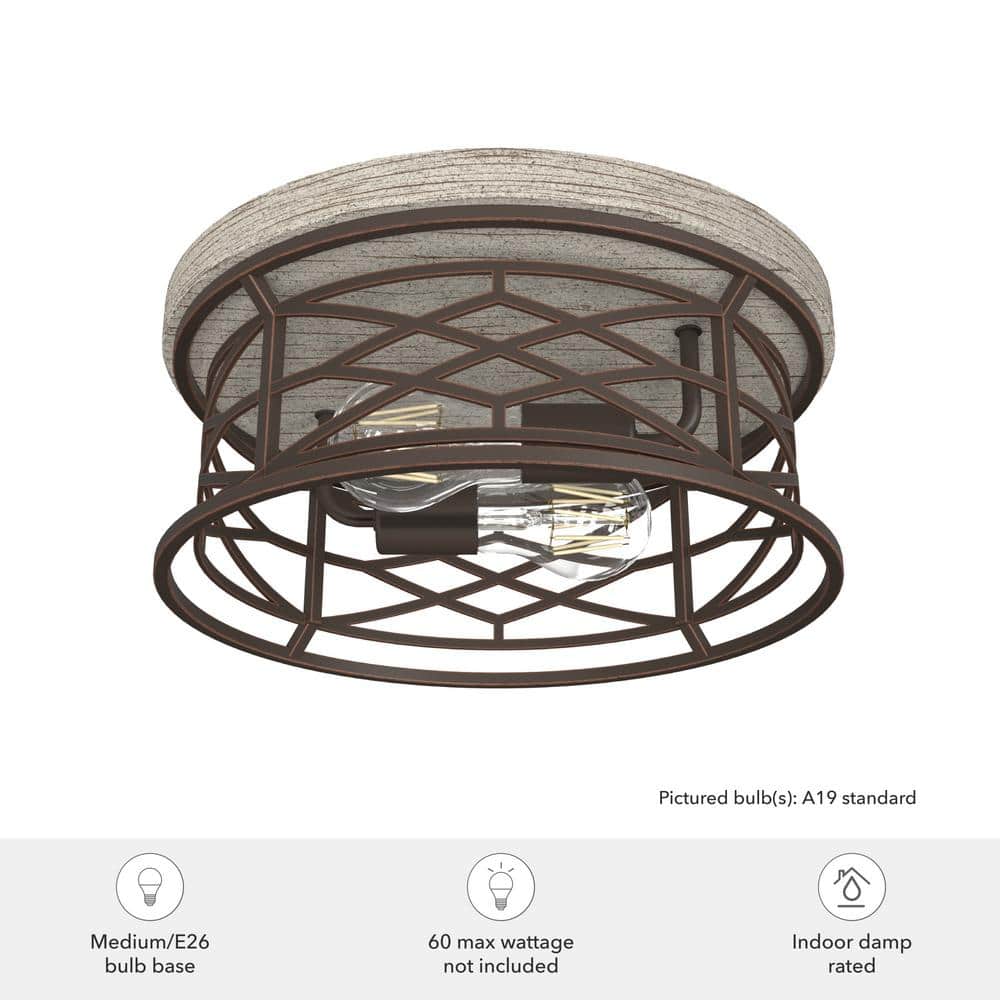 Langwood Onyx Bengal Aluminum 2-Light LED Flush Mount