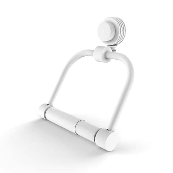Allied Brass Venus Wall Mounted Toilet Paper Holder in Matte White with Groovy Accents