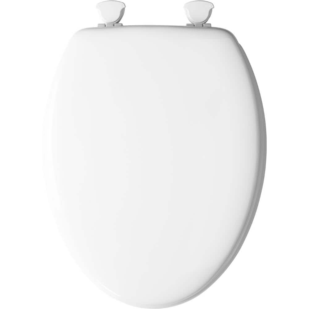 White Elongated Molded Wood Toilet Seat with Lift-Off Hinges