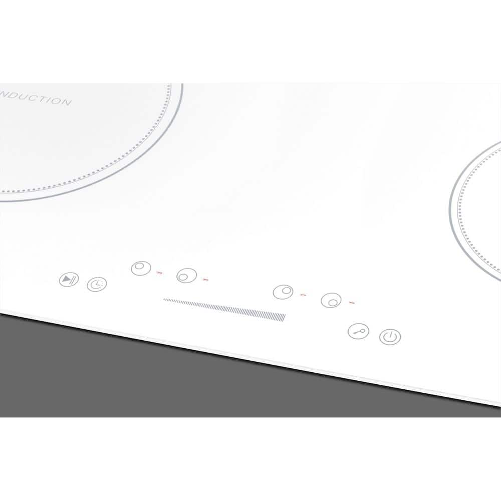 30" White Ceramic Glass 4-Burner Induction Cooktop
