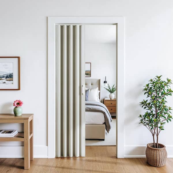48 in. x 80 in. White Finished PVC Interior Folding Accordion Door with Hardware Kit